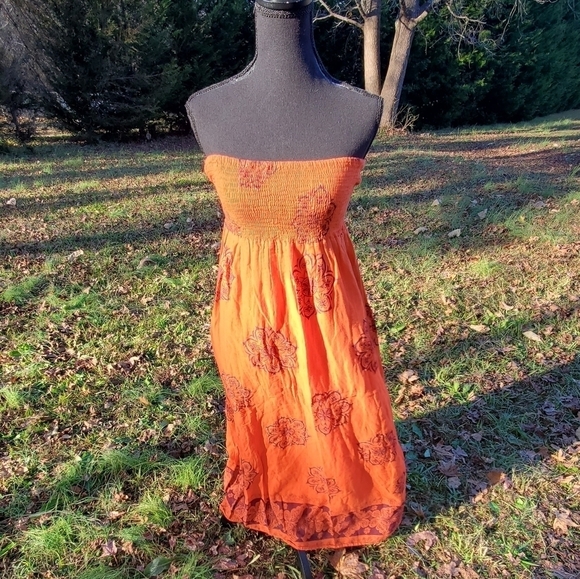 CATO Sleeveless orange maxi dress Small - Picture 1 of 7